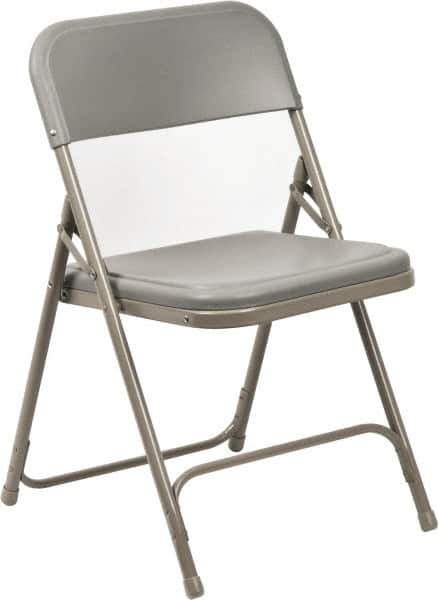 NPS - 18-3/4" Wide x 16-1/4" Deep x 29-3/4" High, Steel Folding Chair with Plastic Seat & Back - Gray with Gray Frame - Eagle Tool & Supply