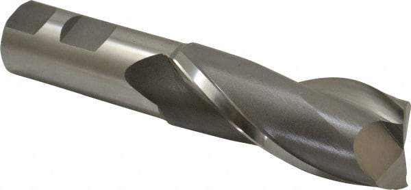 Hertel - 1-1/4", 3" LOC, 1" Shank Diam, 5-1/2" OAL, 2 Flute, High Speed Steel Square End Mill - Single End, Uncoated, Spiral Flute, 30° Helix, Centercutting, Right Hand Cut, Right Hand Flute - Eagle Tool & Supply
