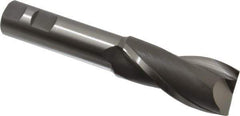 Hertel - 1-3/8", 3" LOC, 1" Shank Diam, 6-1/2" OAL, 2 Flute, High Speed Steel Square End Mill - Single End, Uncoated, Spiral Flute, 30° Helix, Centercutting, Right Hand Cut, Right Hand Flute - Eagle Tool & Supply