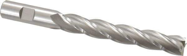 Hertel - 5/8", 4" LOC, 5/8" Shank Diam, 6-1/8" OAL, 4 Flute, High Speed Steel Square End Mill - Single End, Uncoated, Spiral Flute, 30° Helix, Centercutting, Right Hand Cut, Right Hand Flute - Eagle Tool & Supply
