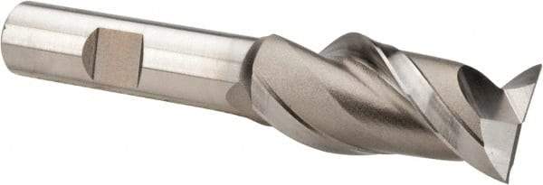 Hertel - 3/4", 1-5/8" LOC, 1/2" Shank Diam, 3-5/8" OAL, 2 Flute, High Speed Steel Square End Mill - Single End, Uncoated, Spiral Flute, 42° Helix, Centercutting, Right Hand Cut, Right Hand Flute - Eagle Tool & Supply