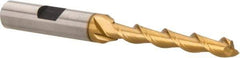 Hertel - 1/4", 1-3/4" LOC, 3/8" Shank Diam, 3-1/2" OAL, 2 Flute, High Speed Steel Square End Mill - Single End, TiN Finish, Spiral Flute, 42° Helix, Centercutting, Right Hand Cut, Right Hand Flute - Eagle Tool & Supply