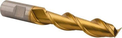 Hertel - 3/4", 3" LOC, 3/4" Shank Diam, 5-1/4" OAL, 2 Flute, High Speed Steel Square End Mill - Single End, TiN Finish, Spiral Flute, 42° Helix, Centercutting, Right Hand Cut, Right Hand Flute - Eagle Tool & Supply