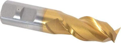 Hertel - 7/8", 1-7/8" LOC, 7/8" Shank Diam, 4-1/8" OAL, 2 Flute, High Speed Steel Square End Mill - Single End, TiN Finish, Spiral Flute, 42° Helix, Centercutting, Right Hand Cut, Right Hand Flute - Eagle Tool & Supply