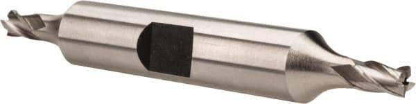Hertel - 5/32", 15/64" LOC, 3/8" Shank Diam, 2-3/4" OAL, 4 Flute, High Speed Steel Square End Mill - Double End, Uncoated, Spiral Flute, 30° Helix, Right Hand Cut, Right Hand Flute - Eagle Tool & Supply