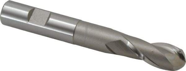 Hertel - 5/8" Diam, 1-3/8" LOC, 2 Flute High Speed Steel Ball End Mill - Uncoated, Single End, 4-5/8" OAL, 5/8" Shank Diam, Spiral Flute - Eagle Tool & Supply