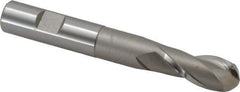 Hertel - 5/8" Diam, 1-3/8" LOC, 2 Flute High Speed Steel Ball End Mill - Uncoated, Single End, 4-5/8" OAL, 5/8" Shank Diam, Spiral Flute - Eagle Tool & Supply