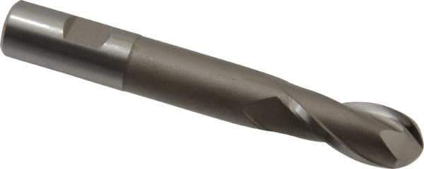 Hertel - 3/4" Diam, 1-5/8" LOC, 2 Flute High Speed Steel Ball End Mill - Uncoated, Single End, 5-3/8" OAL, 3/4" Shank Diam, Spiral Flute - Eagle Tool & Supply