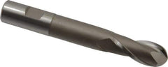 Hertel - 3/4" Diam, 1-5/8" LOC, 2 Flute High Speed Steel Ball End Mill - Uncoated, Single End, 5-3/8" OAL, 3/4" Shank Diam, Spiral Flute - Eagle Tool & Supply
