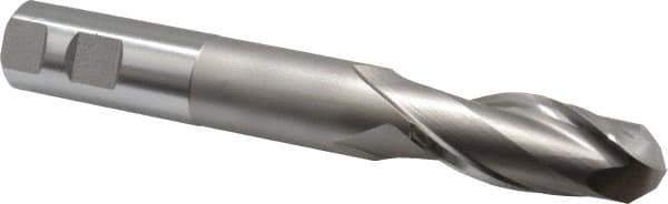 Hertel - 1" Diam, 2-1/2" LOC, 2 Flute High Speed Steel Ball End Mill - Uncoated, Single End, 7-1/4" OAL, 1" Shank Diam, Spiral Flute - Eagle Tool & Supply