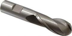 Hertel - 7/8" Diam, 2" LOC, 2 Flute Cobalt Ball End Mill - Uncoated, Single End, 4-1/4" OAL, 3/4" Shank Diam, Spiral Flute - Eagle Tool & Supply