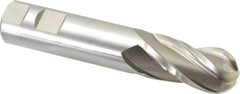 Hertel - 1" Diam, 2" LOC, 4 Flute Cobalt Ball End Mill - Uncoated, Single End, 5-1/2" OAL, 1" Shank Diam, Spiral Flute - Eagle Tool & Supply