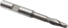 Hertel - 5/16" Diam, 3/4" LOC, 2 Flute Cobalt Ball End Mill - Uncoated, Single End, 3-5/16" OAL, 3/8" Shank Diam, Spiral Flute - Eagle Tool & Supply