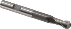 Hertel - 3/8" Diam, 3/4" LOC, 2 Flute Cobalt Ball End Mill - Uncoated, Single End, 3-5/16" OAL, 3/8" Shank Diam, Spiral Flute - Eagle Tool & Supply