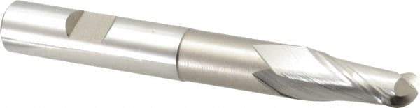 Hertel - 1/2" Diam, 1" LOC, 2 Flute Cobalt Ball End Mill - Uncoated, Single End, 4" OAL, 1/2" Shank Diam, Spiral Flute - Eagle Tool & Supply