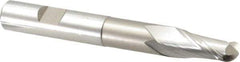 Hertel - 1/2" Diam, 1" LOC, 2 Flute Cobalt Ball End Mill - Uncoated, Single End, 4" OAL, 1/2" Shank Diam, Spiral Flute - Eagle Tool & Supply