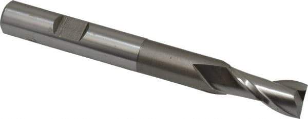 Hertel - 3/8", 3/4" LOC, 3/8" Shank Diam, 3-5/16" OAL, 2 Flute, Cobalt Square End Mill - Single End, Uncoated, Spiral Flute, 30° Helix, Centercutting, Right Hand Cut, Right Hand Flute - Eagle Tool & Supply