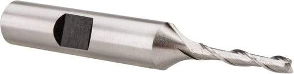 Hertel - 1/8", 3/4" LOC, 3/8" Shank Diam, 2-5/8" OAL, 2 Flute, Cobalt Square End Mill - Single End, Uncoated, Spiral Flute, 30° Helix, Centercutting, Right Hand Cut, Right Hand Flute - Eagle Tool & Supply