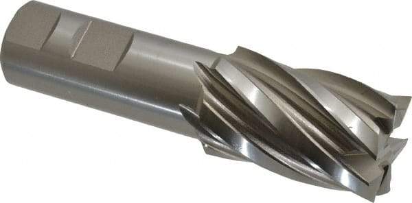 Hertel - 1-1/4", 2" LOC, 1" Shank Diam, 4-1/2" OAL, 6 Flute, Cobalt Square End Mill - Single End, Uncoated, Spiral Flute, 30° Helix, Centercutting, Right Hand Cut, Right Hand Flute - Eagle Tool & Supply