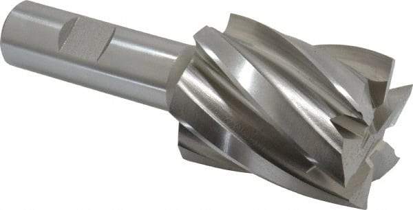 Hertel - 1-5/8", 2" LOC, 3/4" Shank Diam, 4-3/8" OAL, 6 Flute, Cobalt Square End Mill - Single End, Uncoated, Spiral Flute, 30° Helix, Centercutting, Right Hand Cut, Right Hand Flute - Eagle Tool & Supply
