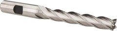 Hertel - 7/16", 2-3/4" LOC, 1/2" Shank Diam, 4-3/4" OAL, 4 Flute, Cobalt Square End Mill - Single End, Uncoated, Spiral Flute, 30° Helix, Centercutting, Right Hand Cut, Right Hand Flute - Eagle Tool & Supply