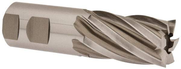 Hertel - 1-1/4", 2" LOC, 1-1/4" Shank Diam, 4-1/2" OAL, 6 Flute, Cobalt Square End Mill - Single End, Uncoated, Spiral Flute, 30° Helix, Right Hand Cut, Right Hand Flute - Eagle Tool & Supply