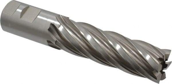 Hertel - 1-1/4", 4" LOC, 1-1/4" Shank Diam, 6-1/2" OAL, 6 Flute, Cobalt Square End Mill - Single End, Uncoated, Spiral Flute, 30° Helix, Right Hand Cut, Right Hand Flute - Eagle Tool & Supply