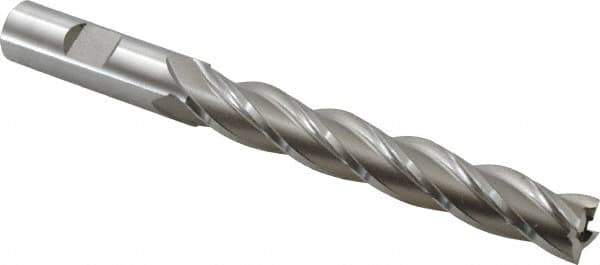 Hertel - 5/8", 4" LOC, 5/8" Shank Diam, 6-1/8" OAL, 4 Flute, Cobalt Square End Mill - Single End, Uncoated, Spiral Flute, 30° Helix, Right Hand Cut, Right Hand Flute - Eagle Tool & Supply