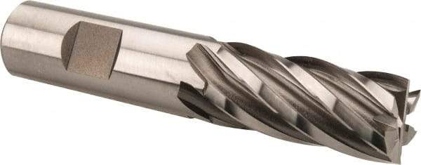 Hertel - 3/4", 1-5/8" LOC, 3/4" Shank Diam, 3-7/8" OAL, 6 Flute, Cobalt Square End Mill - Single End, Uncoated, Spiral Flute, 30° Helix, Centercutting, Right Hand Cut, Right Hand Flute - Eagle Tool & Supply