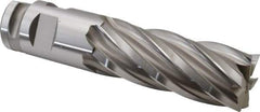 Hertel - 2", 5" LOC, 2" Shank Diam, 8-3/4" OAL, 6 Flute, Cobalt Square End Mill - Single End, Uncoated, Spiral Flute, 30° Helix, Centercutting, Right Hand Cut, Right Hand Flute - Eagle Tool & Supply