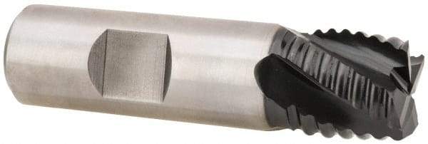 Hertel - 3/4" Diam, Fine Pitch, 3" LOC, 4 Flute Cobalt Roughing Square End Mill - TiAlN Finish, 5-1/4" OAL, 3/4" Shank Diam, Single End, Centercutting, 30° Helix - Eagle Tool & Supply