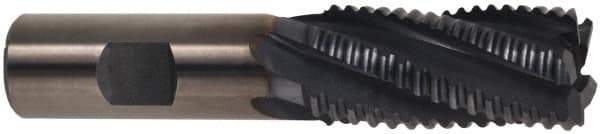 Hertel - 1" Diam, Coarse Pitch, 2" LOC, 5 Flute Cobalt Roughing Square End Mill - TiAlN Finish, 4-1/2" OAL, 1" Shank Diam, Single End, 30° Helix - Eagle Tool & Supply