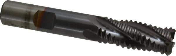 Hertel - 9/16" Diam, Coarse Pitch, 1-3/8" LOC, 4 Flute Cobalt Roughing Square End Mill - TiCN Finish, 3-3/8" OAL, 1/2" Shank Diam, Single End, 30° Helix - Eagle Tool & Supply
