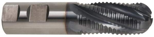 Hertel - 1" Diam, Coarse Pitch, 4" LOC, 5 Flute Cobalt Roughing Ball End Mill - TiCN Finish, 6-1/2" OAL, 1" Shank Diam, Single End, Centercutting, 30° Helix - Eagle Tool & Supply