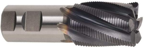 Hertel - 2" Diam, Coarse Pitch, 6" LOC, 8 Flute Cobalt Roughing Square End Mill - Uncoated, 9-3/4" OAL, 2" Shank Diam, Single End, 30° Helix - Eagle Tool & Supply
