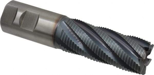 Hertel - 1-1/4" Diam, Fine Pitch, 3" LOC, 6 Flute Cobalt Roughing Square End Mill - TiCN Finish, 5-1/2" OAL, 1-1/4" Shank Diam, Single End, 30° Helix - Eagle Tool & Supply