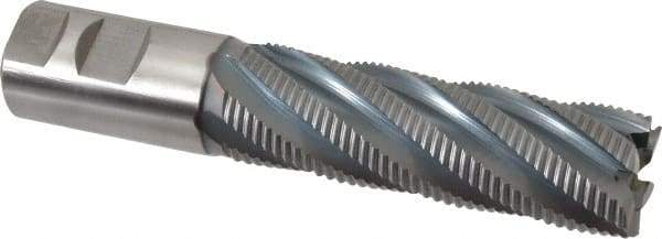 Hertel - 1-1/4" Diam, Fine Pitch, 4" LOC, 6 Flute Cobalt Roughing Square End Mill - TiCN Finish, 6-1/2" OAL, 1-1/4" Shank Diam, Single End, 30° Helix - Eagle Tool & Supply