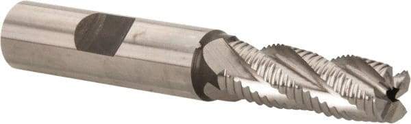 Hertel - 7/16" Diam, Fine Pitch, 1-1/4" LOC, 4 Flute Cobalt Roughing Square End Mill - Uncoated, 3-1/4" OAL, 1/2" Shank Diam, Single End, 30° Helix - Eagle Tool & Supply