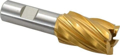 Hertel - 1-1/8", 1-3/4" LOC, 3/4" Shank Diam, 4" OAL, 6 Flute, High Speed Steel Square End Mill - Single End, TiN Finish, Spiral Flute, 30° Helix, Right Hand Cut, Right Hand Flute - Eagle Tool & Supply