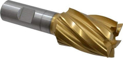 Hertel - 1-1/4", 1-3/4" LOC, 3/4" Shank Diam, 4" OAL, 6 Flute, High Speed Steel Square End Mill - Single End, TiN Finish, Spiral Flute, 30° Helix, Right Hand Cut, Right Hand Flute - Eagle Tool & Supply
