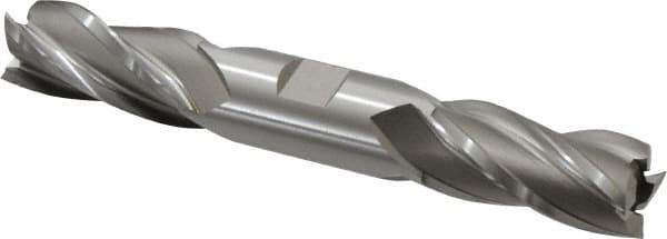 Hertel - 7/8", 1-7/8" LOC, 7/8" Shank Diam, 6-1/8" OAL, 4 Flute, Cobalt Square End Mill - Double End, Uncoated, Spiral Flute, 30° Helix, Right Hand Cut, Right Hand Flute - Eagle Tool & Supply