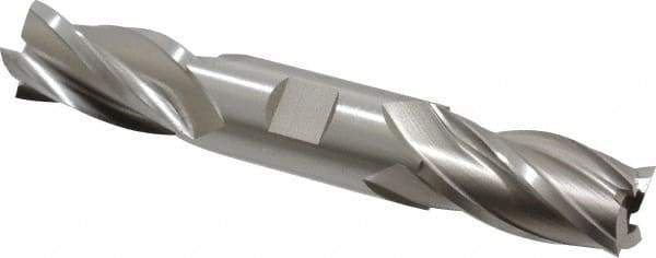 Hertel - 1", 1-7/8" LOC, 1" Shank Diam, 6-3/8" OAL, 4 Flute, Cobalt Square End Mill - Double End, Uncoated, Spiral Flute, 30° Helix, Right Hand Cut, Right Hand Flute - Eagle Tool & Supply