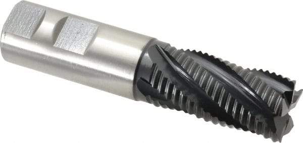 Hertel - 1" Diam, Coarse Pitch, 2" LOC, 5 Flute Cobalt Roughing Square End Mill - TiAlN Finish, 4-1/2" OAL, 1" Shank Diam, Single End, Centercutting, 30° Helix - Eagle Tool & Supply