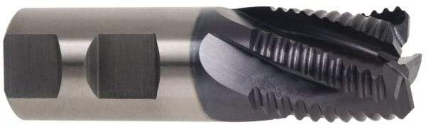 Hertel - 1-1/4" Diam, Coarse Pitch, 2" LOC, 6 Flute Cobalt Roughing Square End Mill - TiAlN Finish, 4-1/2" OAL, 1-1/4" Shank Diam, Single End, 30° Helix - Eagle Tool & Supply
