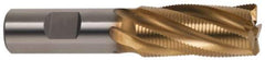 Hertel - 7/8" Diam, Fine Pitch, 1-7/8" LOC, 5 Flute Cobalt Roughing Square End Mill - TiN Finish, 4-1/8" OAL, 3/4" Shank Diam, Single End, 30° Helix - Eagle Tool & Supply