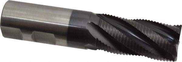 Hertel - 1" Diam, Fine Pitch, 2" LOC, 5 Flute Cobalt Roughing Square End Mill - TiAlN Finish, 4-1/2" OAL, 1" Shank Diam, Single End, Centercutting, 30° Helix - Eagle Tool & Supply