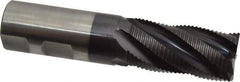 Hertel - 1" Diam, Fine Pitch, 2" LOC, 5 Flute Cobalt Roughing Square End Mill - TiAlN Finish, 4-1/2" OAL, 1" Shank Diam, Single End, Centercutting, 30° Helix - Eagle Tool & Supply