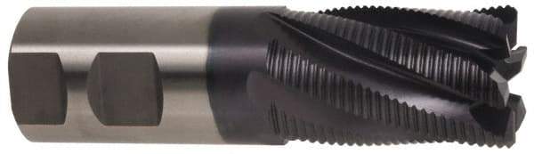 Hertel - 1-1/4" Diam, Fine Pitch, 2" LOC, 6 Flute Cobalt Roughing Square End Mill - TiAlN Finish, 4-1/2" OAL, 1-1/4" Shank Diam, Single End, 30° Helix - Eagle Tool & Supply