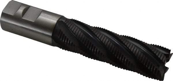 Hertel - 1-1/4" Diam, Fine Pitch, 4" LOC, 6 Flute Cobalt Roughing Square End Mill - TiAlN Finish, 6-1/2" OAL, 1-1/4" Shank Diam, Single End, 30° Helix - Eagle Tool & Supply