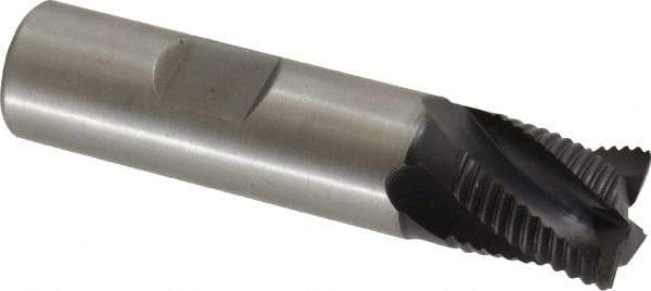 Hertel - 5/8" Diam, Fine Pitch, 5/8" LOC, 4 Flute Cobalt Roughing Square End Mill - TiAlN Finish, 2-3/4" OAL, 5/8" Shank Diam, Single End, Centercutting, 30° Helix - Eagle Tool & Supply
